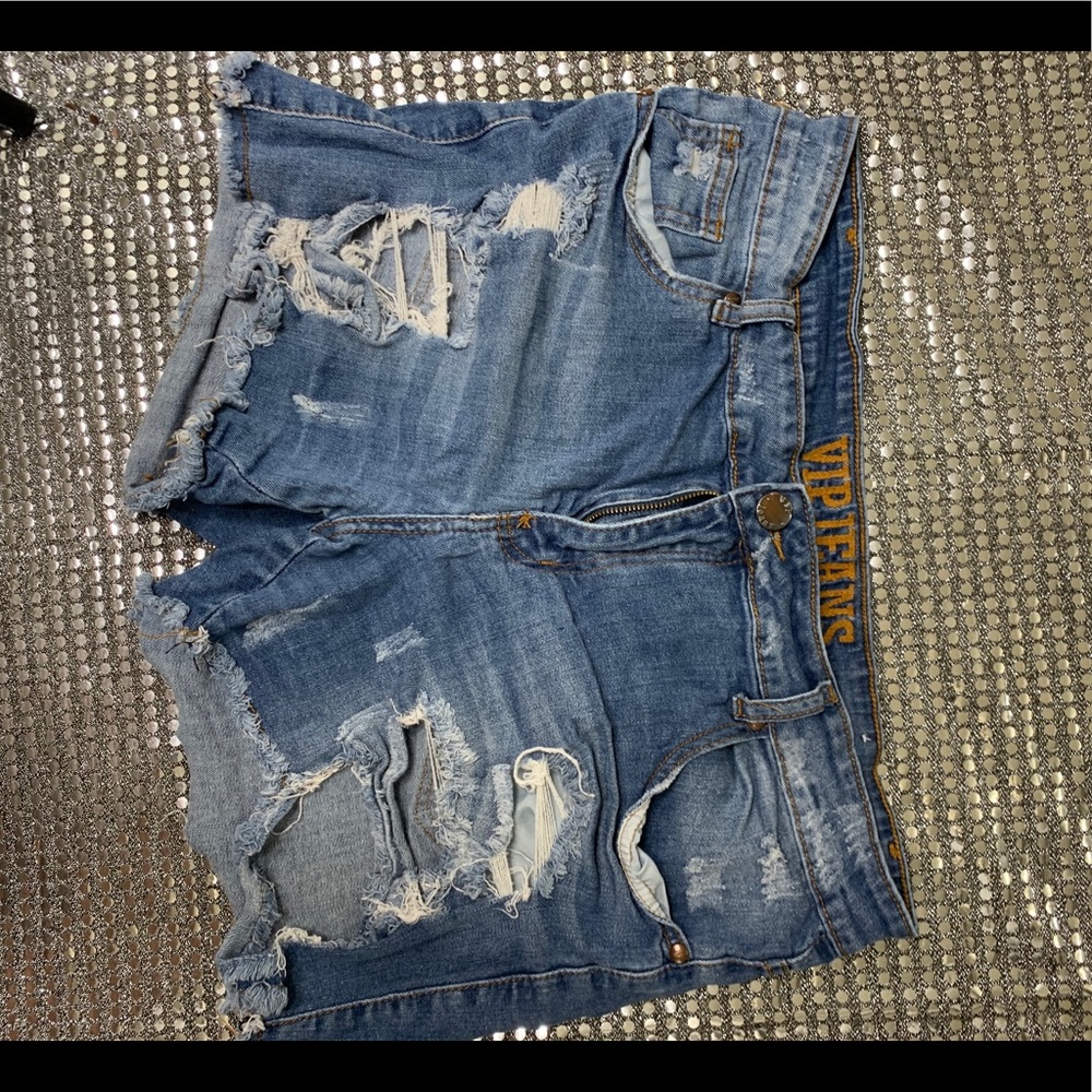 Distressed High Waisted Jean Shorts